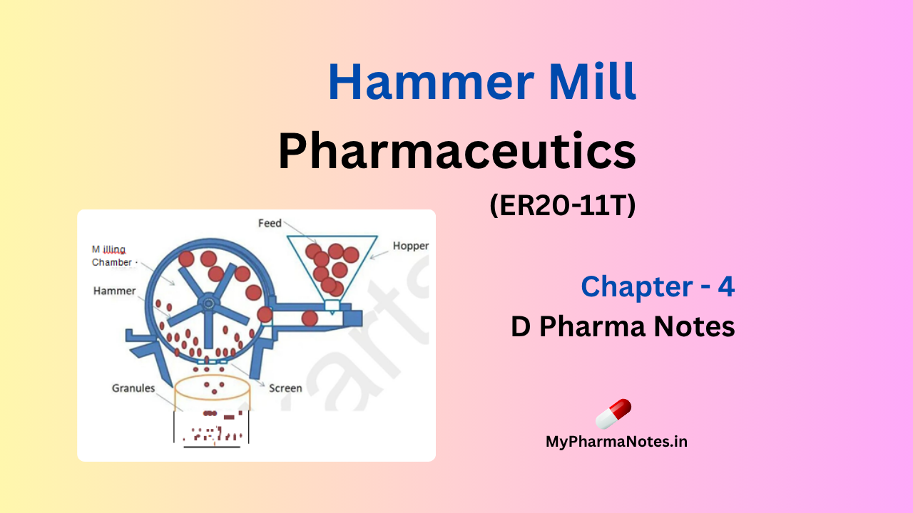 hammer mill Pharmaceutics chapter 4 D pharma Notes by mypharmanotes.in