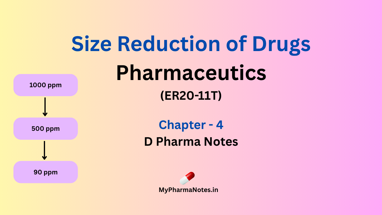 size reduction of drugs Pharmaceutics chapter 4 D pharma Notes by mypharmanotes.in